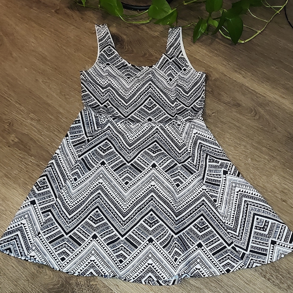 Divided Monochrome Geometric Dress